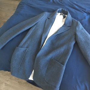stunning blue Zara long line blazer